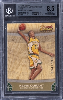 2007-08 Topps "Trademark Moves Rookies” Wood #61 Kevin Durant Rookie Card (#034/199) - BGS NM-MT+ 8.5